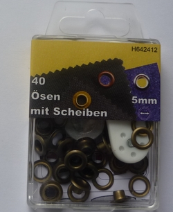 Ã–sen mit Scheiben 05mm (40 Stuck), Altmessing